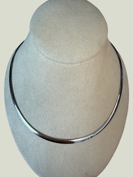 Congress Jewelers 14k Gold and Sterling Silver Reversible 18" Omega Collar Necklace
