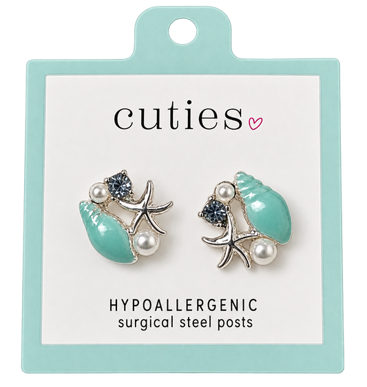 Cuties Earrings - Sea Life Cluster w/Pearls