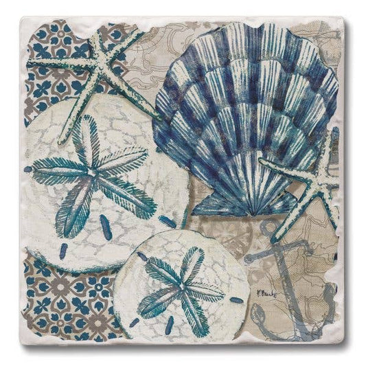 Tide Pool Shells Absorbent Tumbled Tile Coaster 4pk