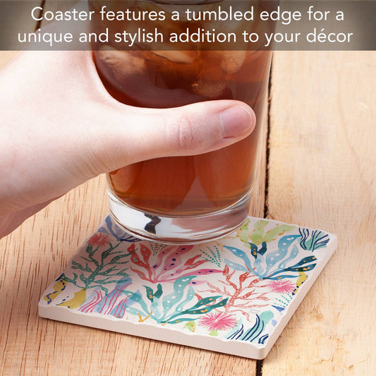 "Coral Collection" Single Absorbent Tumbled Tile Coaster
