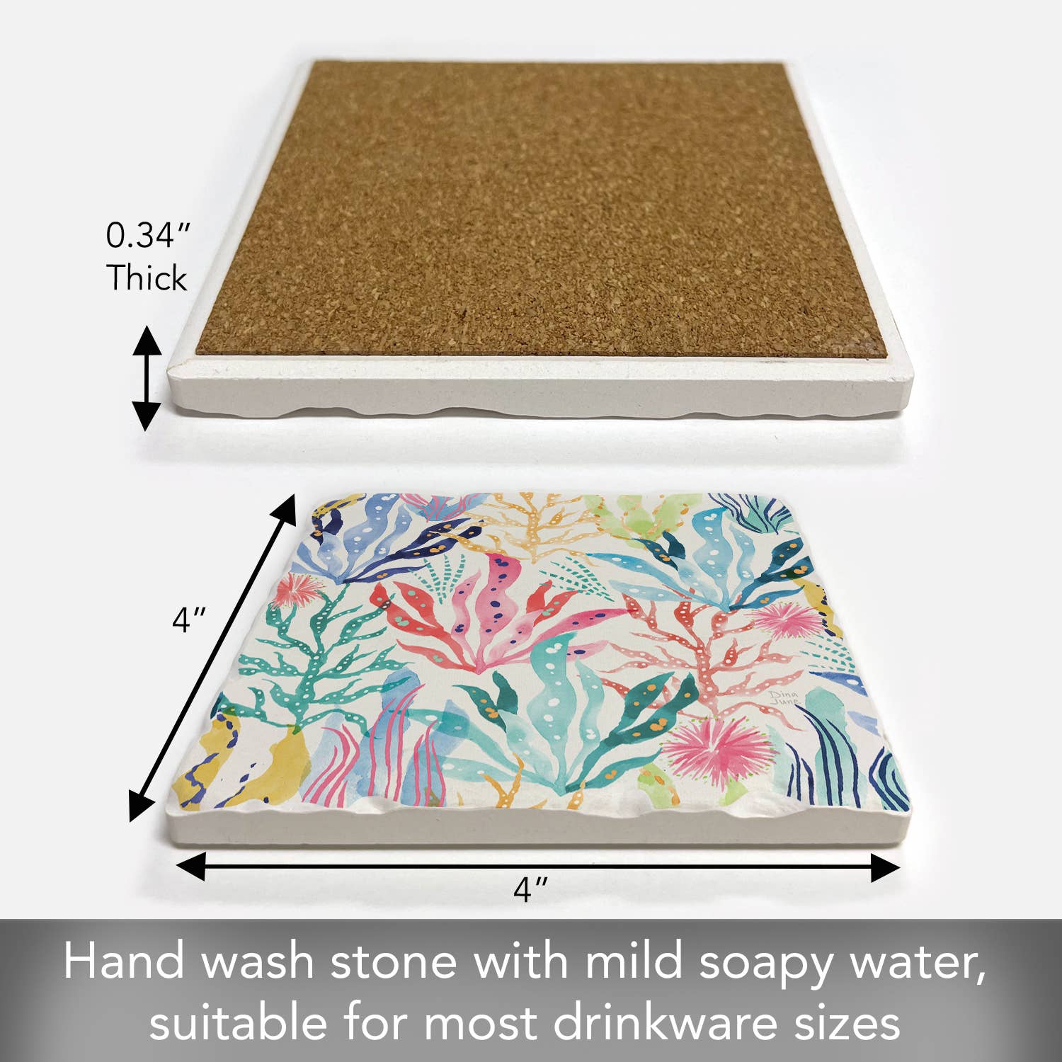 "Coral Collection" Single Absorbent Tumbled Tile Coaster