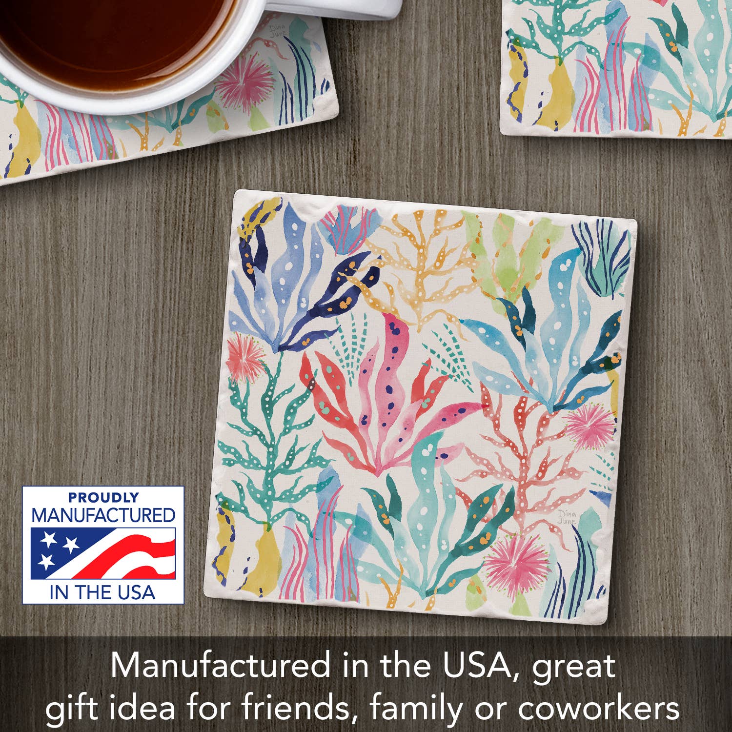 "Coral Collection" Single Absorbent Tumbled Tile Coaster