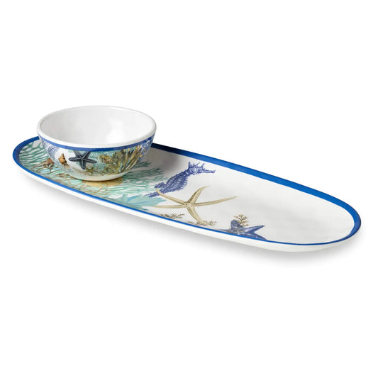Blue Lagoon Oval Tray with Dip Bowl
