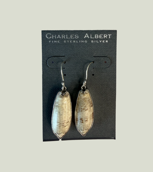 Charles Albert Lettered Olive Sterling Silver Earrings