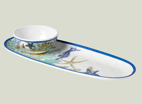 Blue Lagoon Oval Tray with Dip Bowl