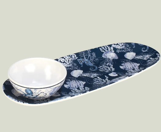 Sea Life Oval Tray with Dip Bowl