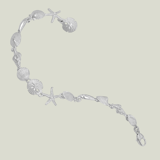 Congress Jewelers Sterling Silver 7" Tiny Sealife Bracelet