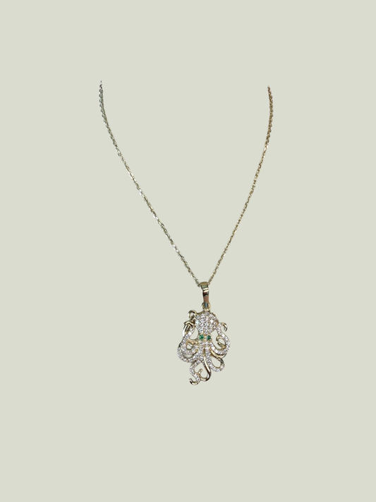 Congress Jewelers 14K Gold Sea Jewel Diamond Octopus Pendant