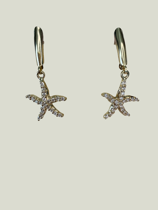 Congress Jewelers 14K Gold Pavé Diamond Diamond Starfish Euro Clasp Earrings