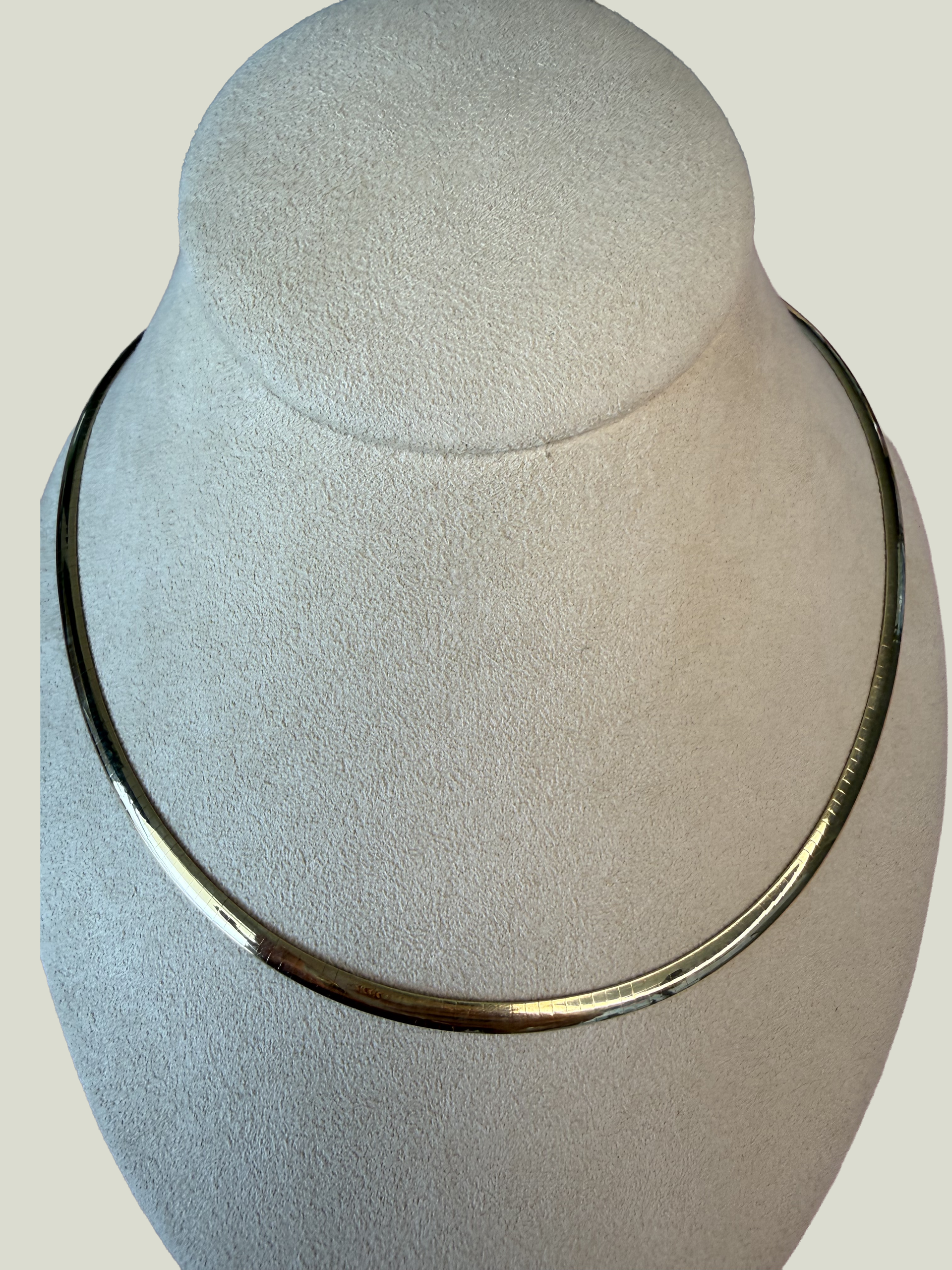 Congress Jewelers 14k Gold and Sterling Silver Reversible 18" Omega Collar Necklace
