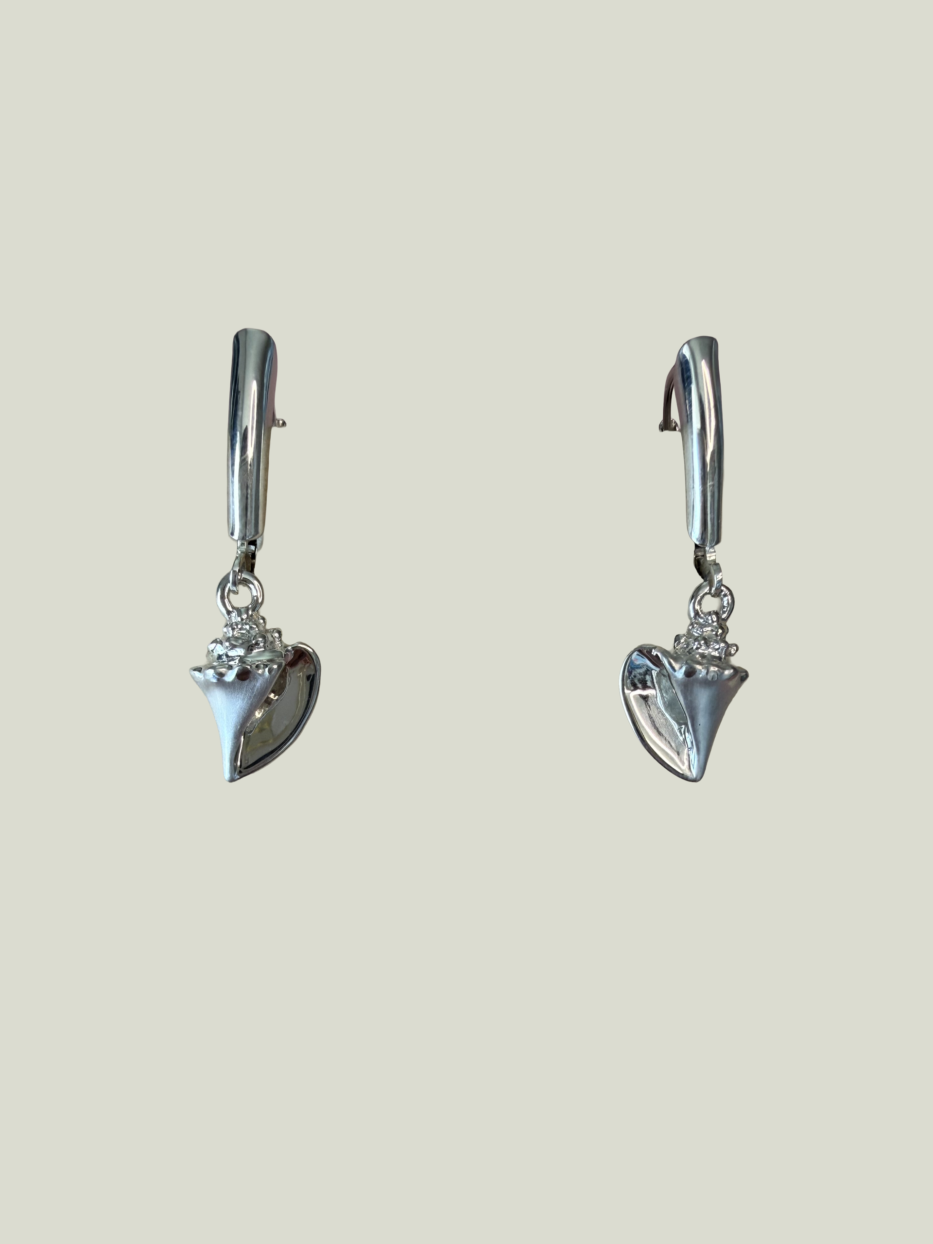 Congress Jewelers Sterling Silver Conch Euro Clasp Earrings, Small