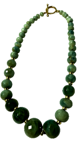 Graduated Faceted Nephrite Jade Necklace - Estate Jewelry