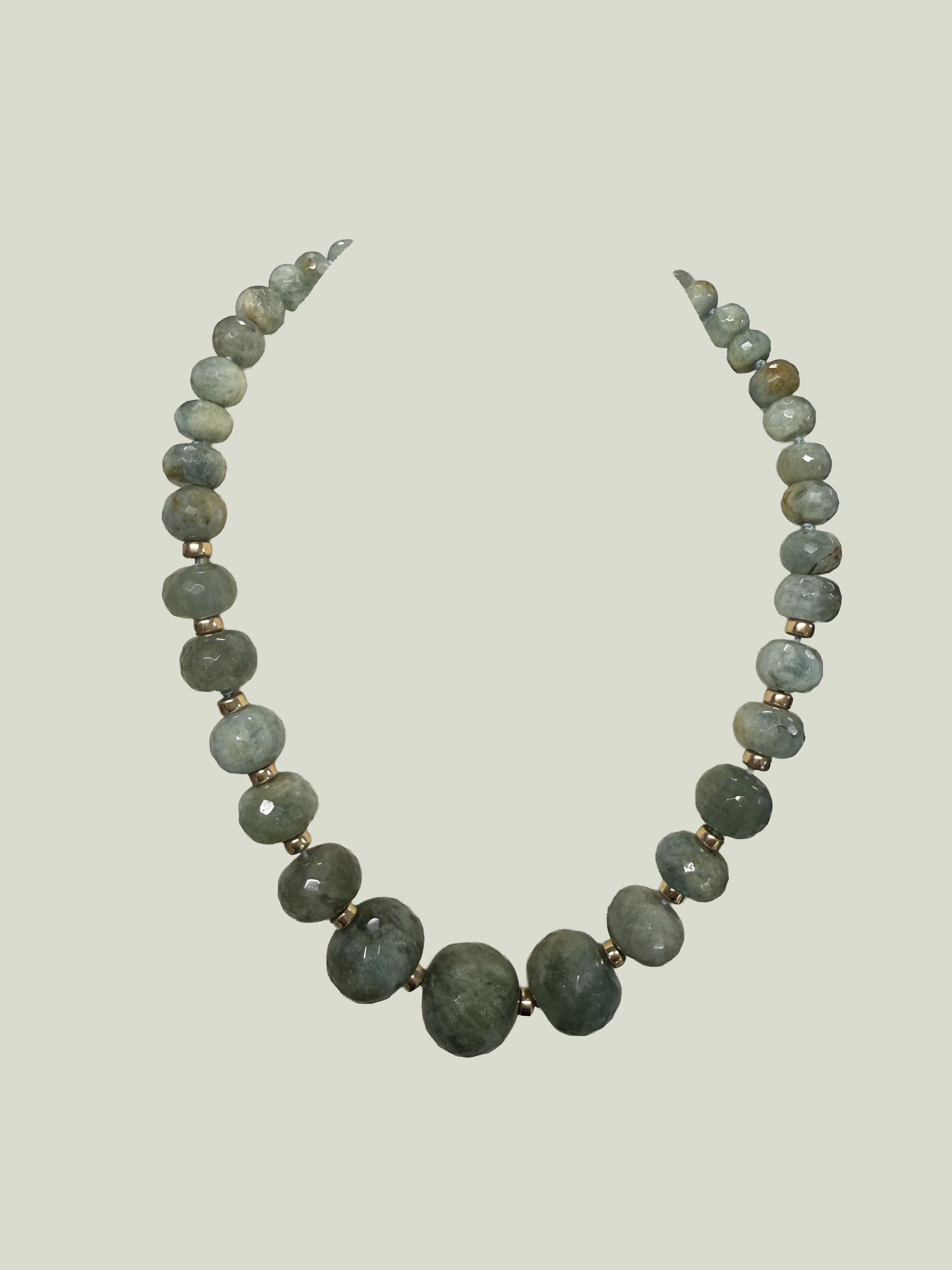 Graduated Faceted Nephrite Jade Necklace - Estate Jewelry