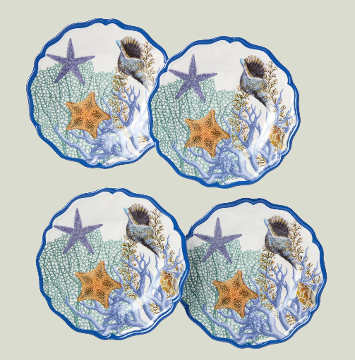 Blue Lagoon Set of 4 6in Canape Plates