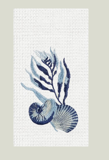 Coastal Midnight Lagoon Shells Towel