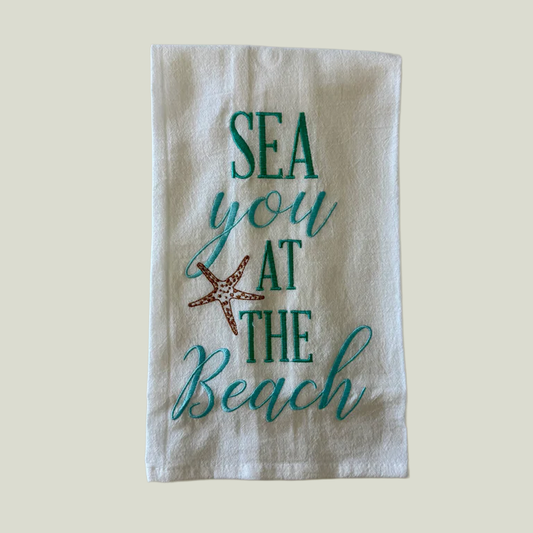 Coastal "Sea You at the Beach" Kitchen Towel