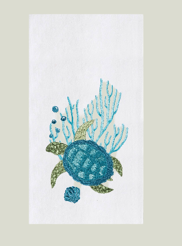 Coastal Turtle With Bubbles Kitchen Towel